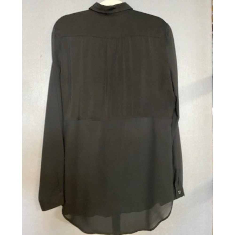 Free People Womens  Large‎ Black Mixed Media Sheer Panel lined Button Down Shirt - Picture 3 of 9